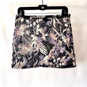 BCBG Floral Lavender Beige Black Mesh Lingerie Skirt Size Medium